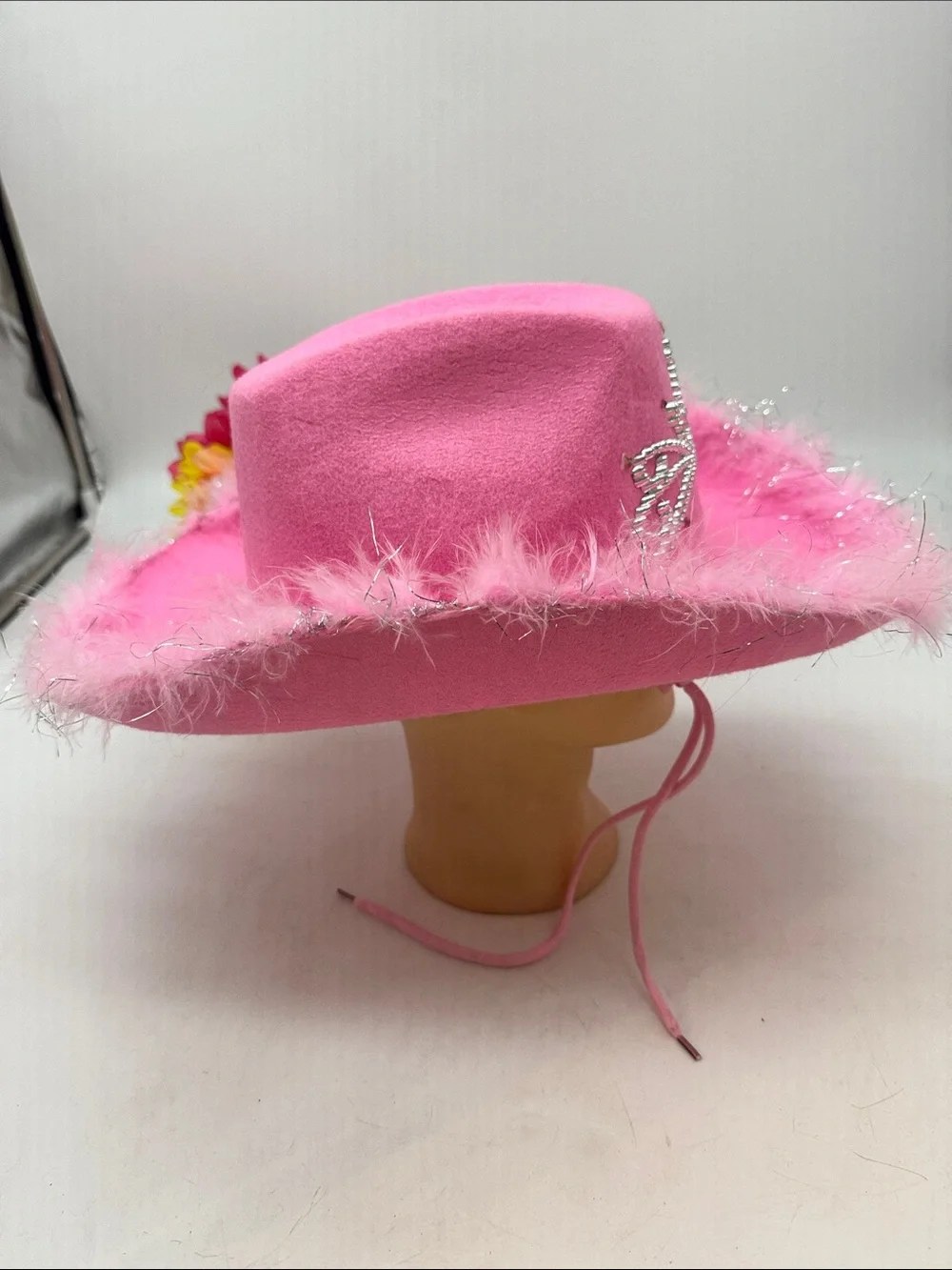 Pink Princess Cowgirl Hat with Rhinestone Tiara
